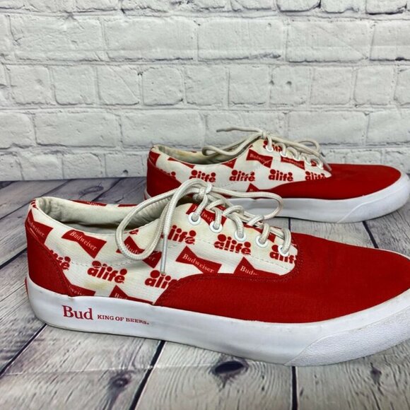 Alife Shoes Budweiser Sneakers Men Size 9.5 Red White Bud King of Beers - Picture 4 of 11